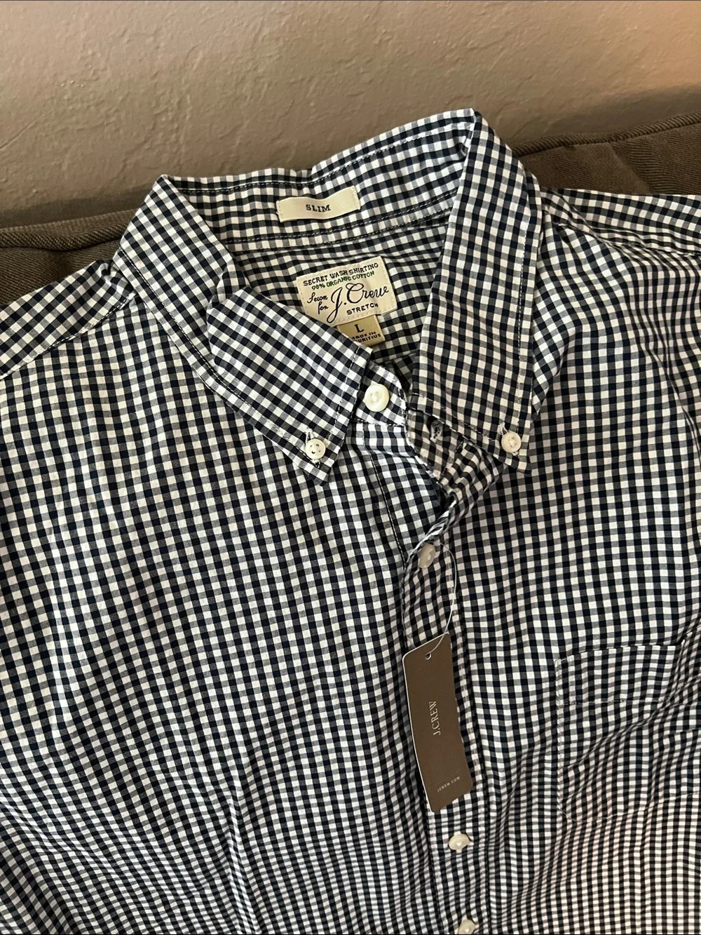 J. Crew Navy & White Gingham Button-Down Shirt - Men's
